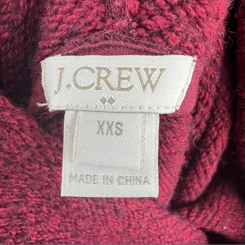 J Crew Womens‎ Pullover Sweater Size XXS Burgundy Cowl Neck Long Sleeves Pockets